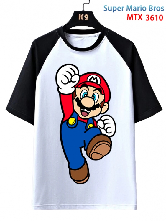 Super Mario Bros  Anime raglan sleeve cotton T-shirt from XS to 3XL  MTX-3610-1