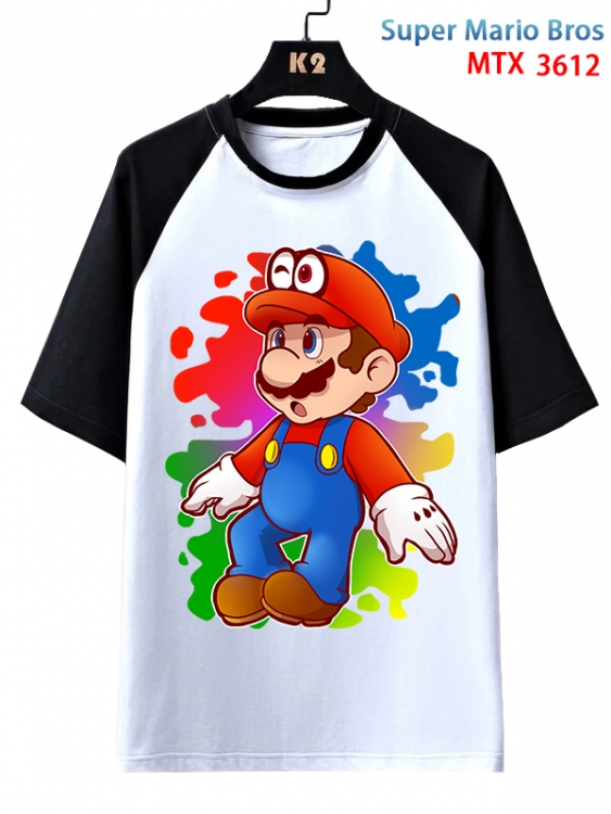 Super Mario Bros  Anime raglan sleeve cotton T-shirt from XS to 3XL MTX-3612-1