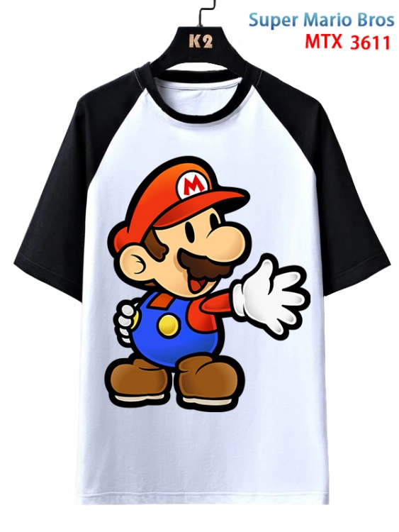 Super Mario Bros  Anime raglan sleeve cotton T-shirt from XS to 3XL  MTX-3611-1