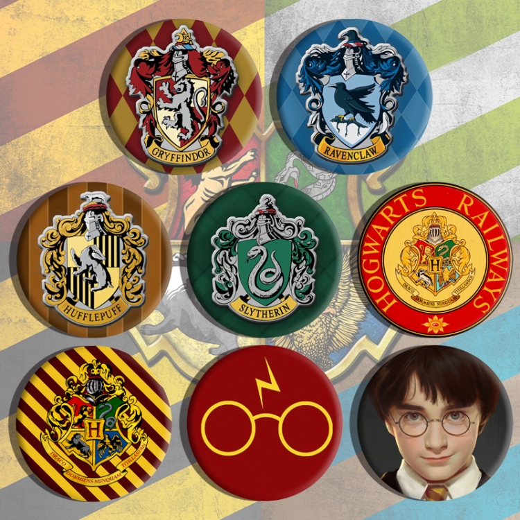 Harry Potter Anime tinplate brooch badge a set of 8