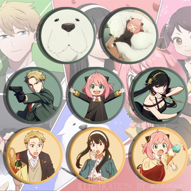 SPY×FAMILY Anime tinplate brooch badge a set of 8