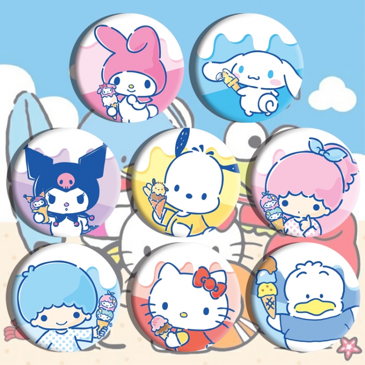 Sanrio Anime tinplate brooch badge a set of 8