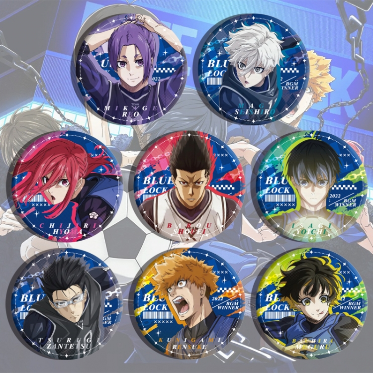 BLUE LOCK Anime tinplate brooch badge a set of 8