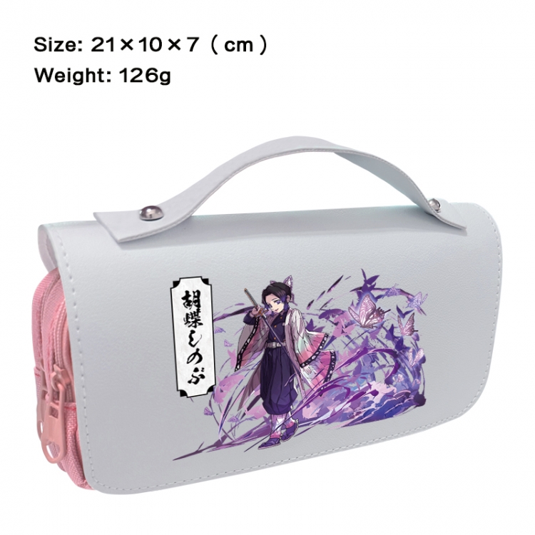 Demon Slayer Kimets Anime PU canvas flip three color portable pen bag 21X10X7cm