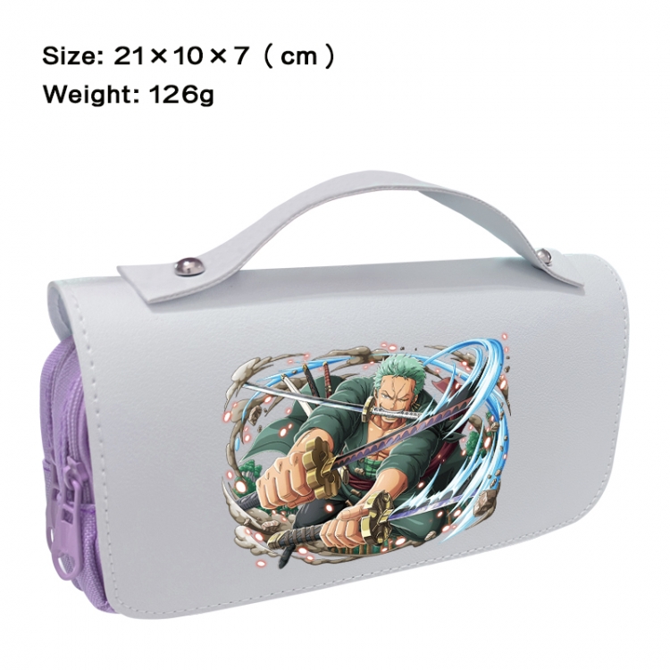 One Piece Anime PU canvas flip three color portable pen bag 21X10X7cm
