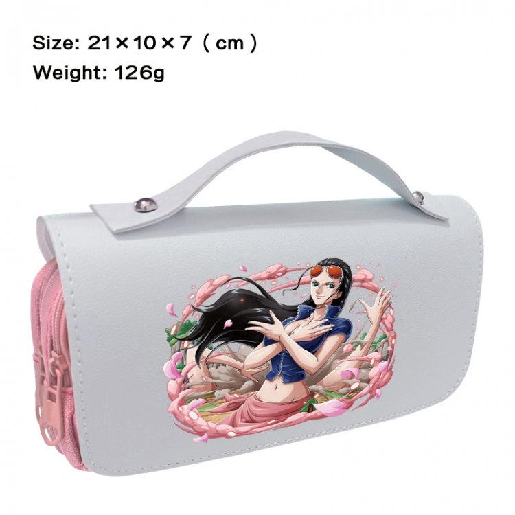 One Piece Anime PU canvas flip three color portable pen bag 21X10X7cm