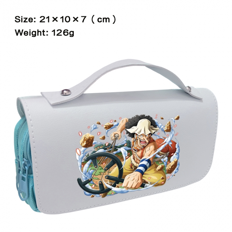 One Piece Anime PU canvas flip three color portable pen bag 21X10X7cm