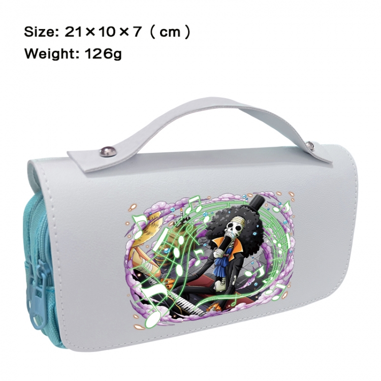 One Piece Anime PU canvas flip three color portable pen bag 21X10X7cm