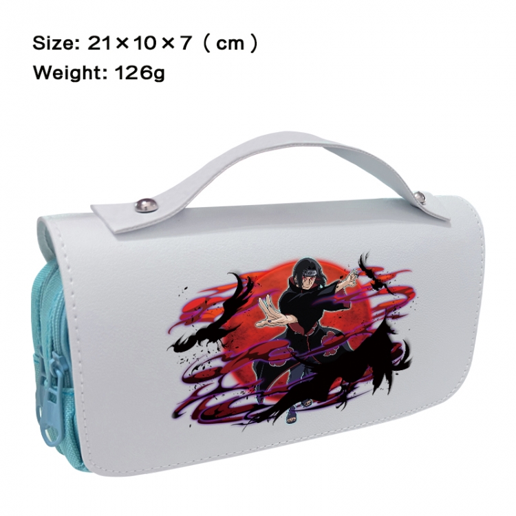 Naruto Anime PU canvas flip three color portable pen bag 21X10X7cm