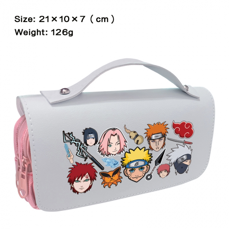 Naruto Anime PU canvas flip three color portable pen bag 21X10X7cm