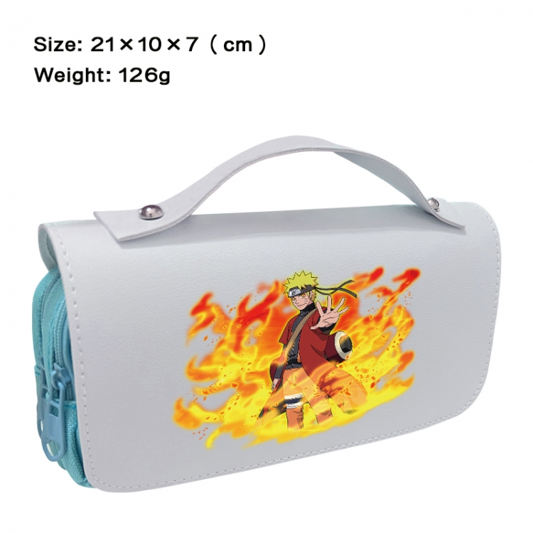 Naruto Anime PU canvas flip three color portable pen bag 21X10X7cm