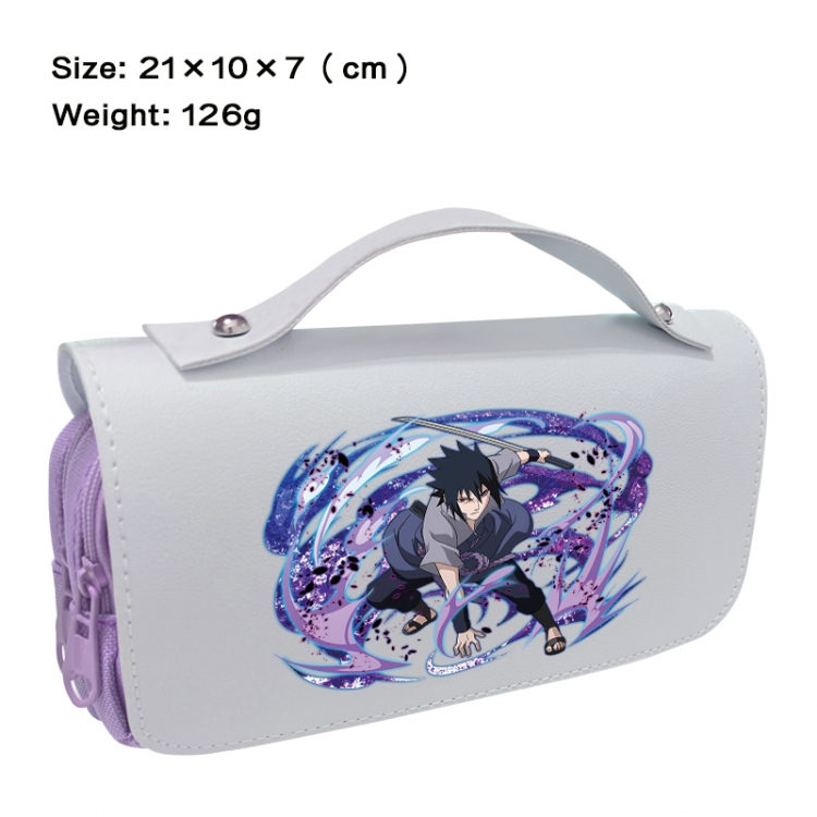 Naruto Anime PU canvas flip three color portable pen bag 21X10X7cm
