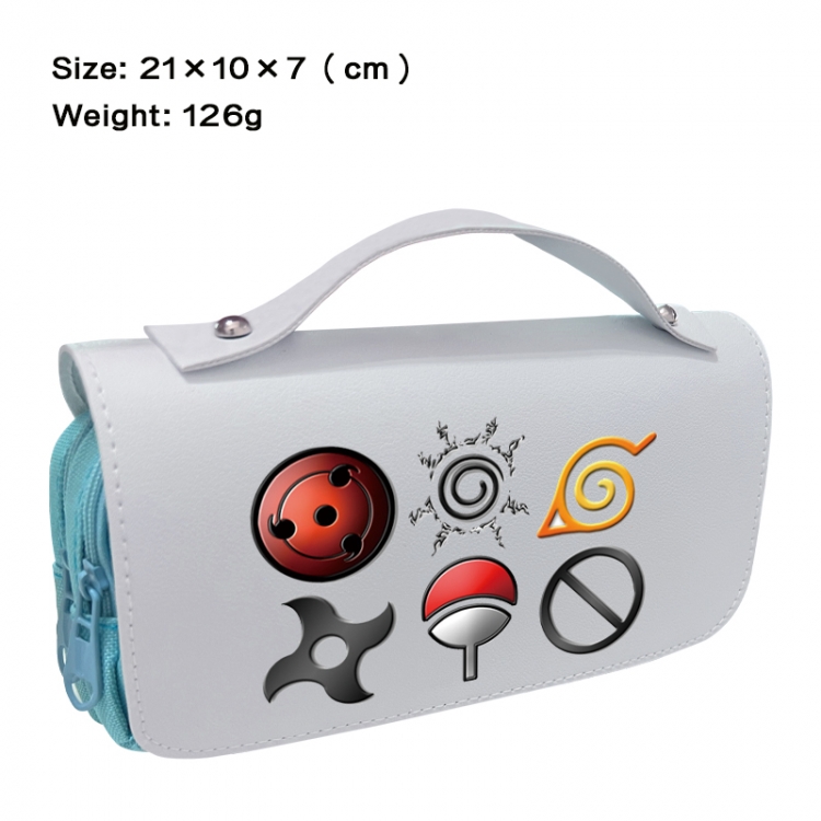 Naruto Anime PU canvas flip three color portable pen bag 21X10X7cm