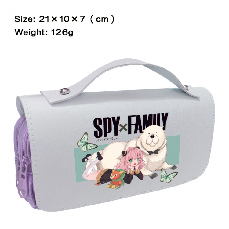 SPY×FAMILY Anime PU canvas flip three color portable pen bag 21X10X7cm