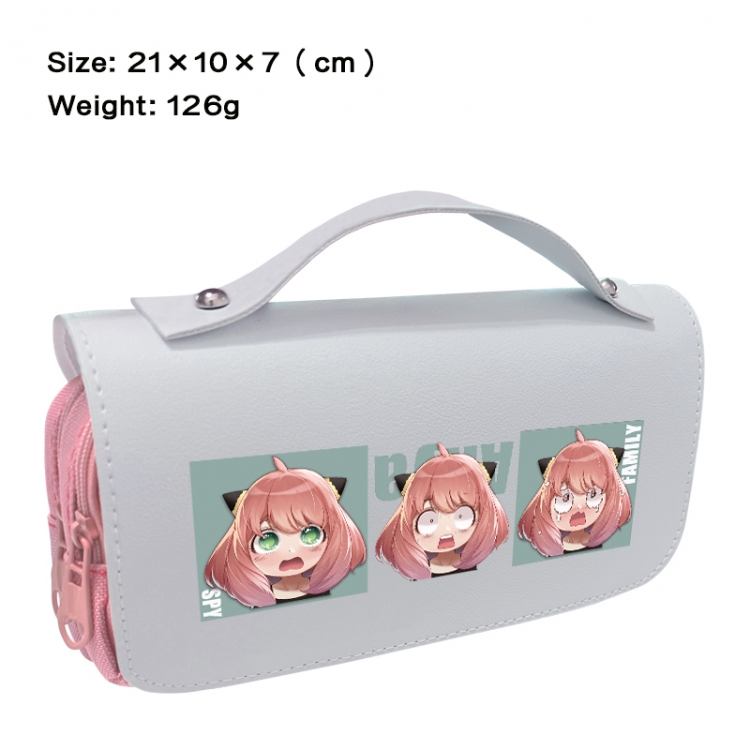 SPY×FAMILY Anime PU canvas flip three color portable pen bag 21X10X7cm