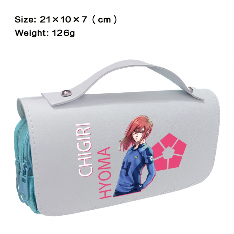 BLUE LOCK Anime PU canvas flip three color portable pen bag 21X10X7cm