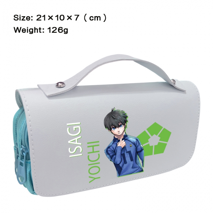 BLUE LOCK Anime PU canvas flip three color portable pen bag 21X10X7cm