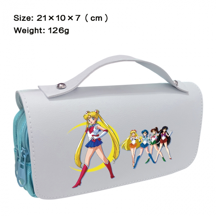 sailormoon Anime PU canvas flip three color portable pen bag 21X10X7cm