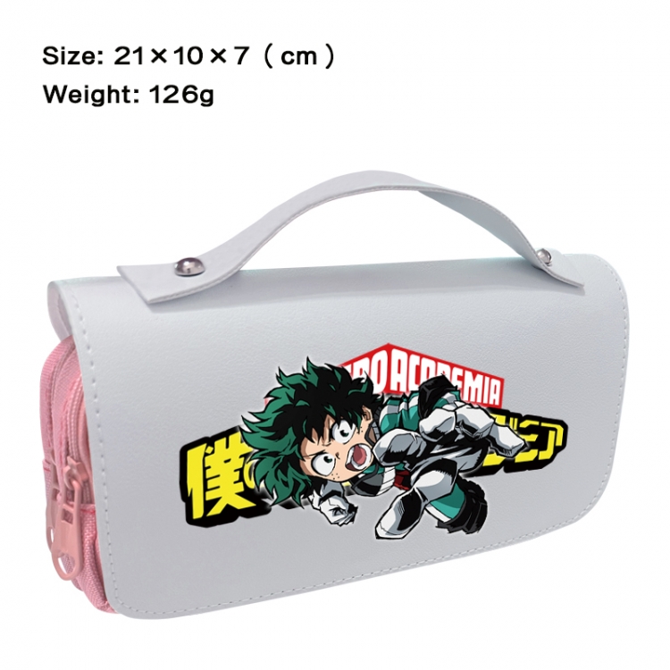 My Hero Academia Anime PU canvas flip three color portable pen bag 21X10X7cm