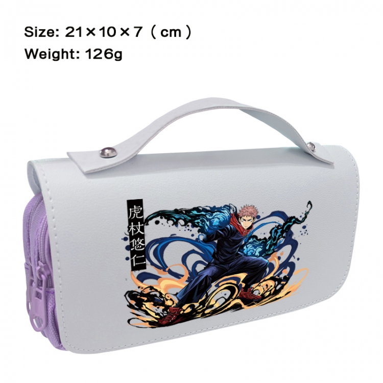 Jujutsu Kaisen Anime PU canvas flip three color portable pen bag 21X10X7cm