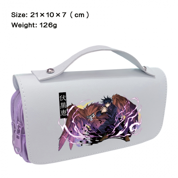 Jujutsu Kaisen Anime PU canvas flip three color portable pen bag 21X10X7cm