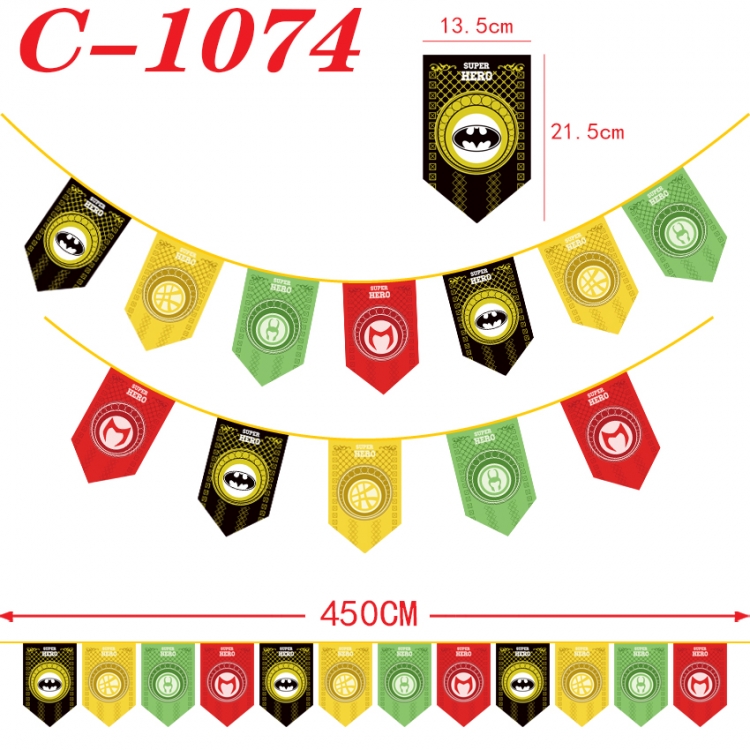 Superhero Halloween Christmas String Flag Inverted Triangle Flag 13.5x21.5cm  C-1074