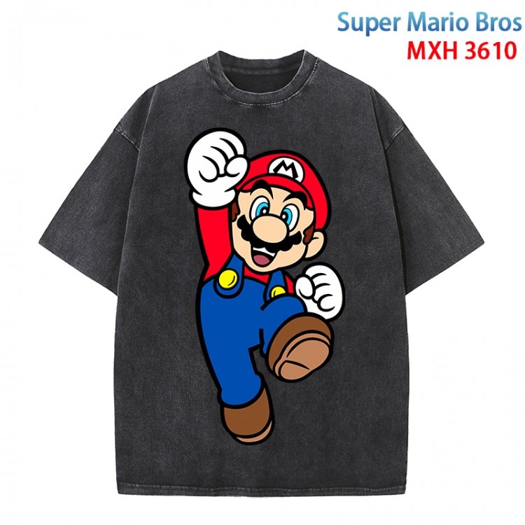 Super Mario Anime peripheral pure cotton washed and worn T-shirt from S to 4XL MXH3610