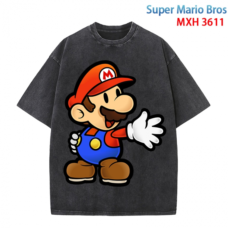 Super Mario Anime peripheral pure cotton washed and worn T-shirt from S to 4XL MXH3611