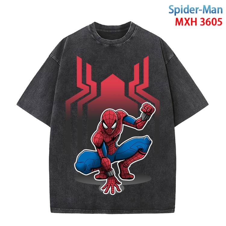 Spiderman Anime peripheral pure cotton washed and worn T-shirt from S to 4XL MXH3605