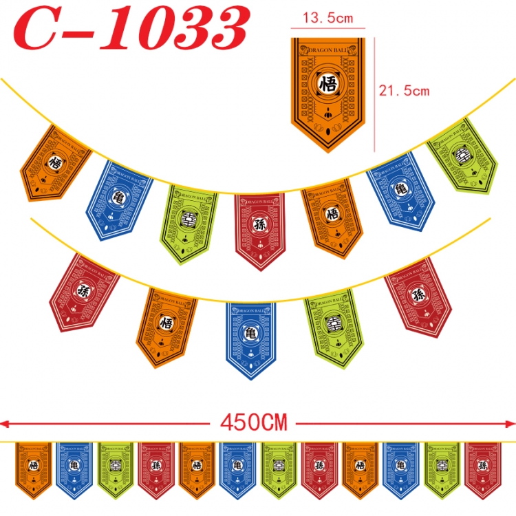 DRAGON BALL Halloween Christmas String Flag Inverted Triangle Flag 13.5x21.5cm C-1033