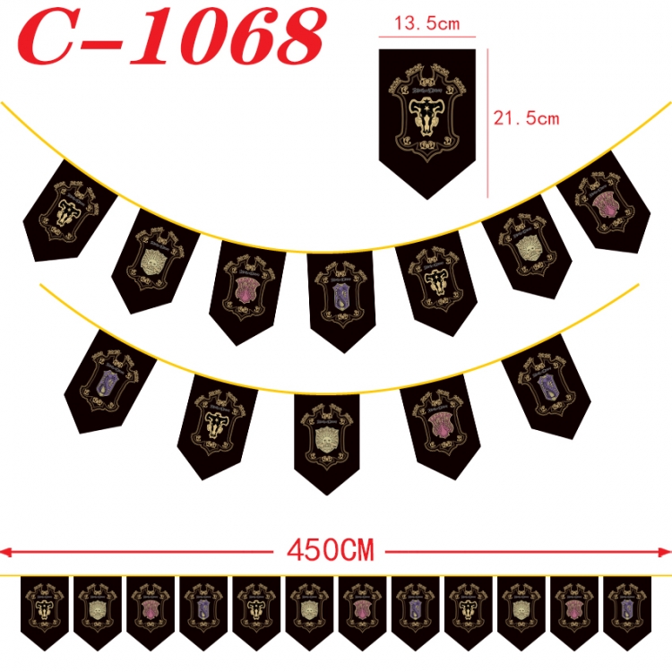 Black Clover Halloween Christmas String Flag Inverted Triangle Flag 13.5x21.5cm C-1068