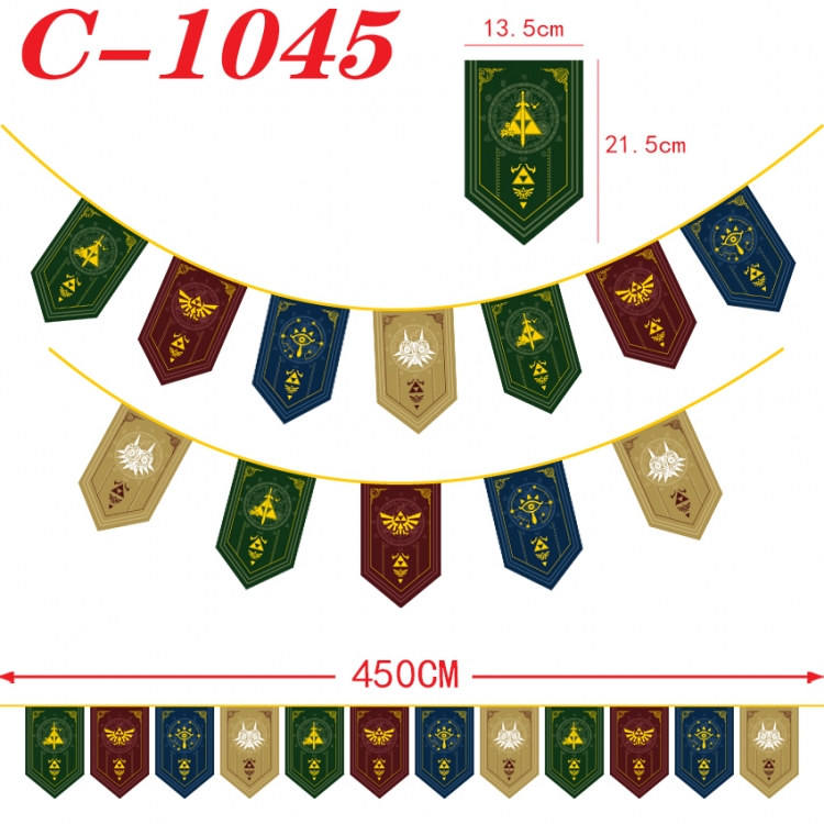 The Legend of Zelda Halloween Christmas String Flag Inverted Triangle Flag 13.5x21.5cm C-1045