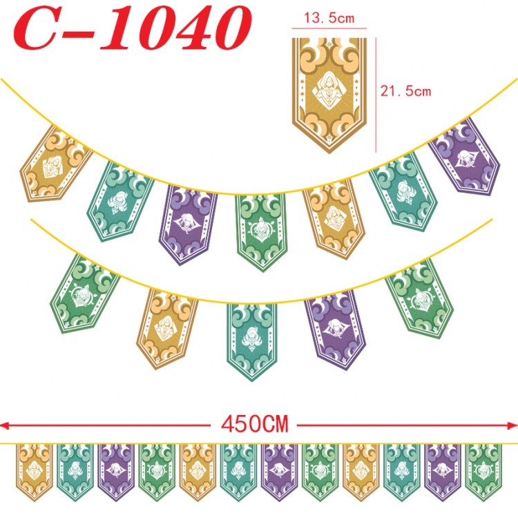 Genshin Impact Halloween Christmas String Flag Inverted Triangle Flag 13.5x21.5cm  C-1040
