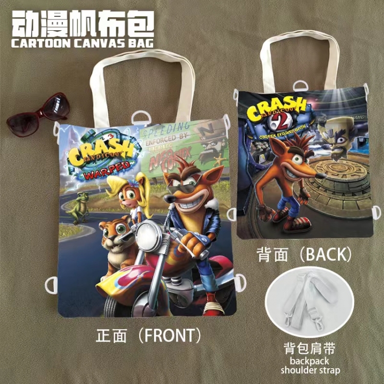 Crash Bandicoot  Anime Canvas Bag Shoulder Shopping Bag 33x37cm