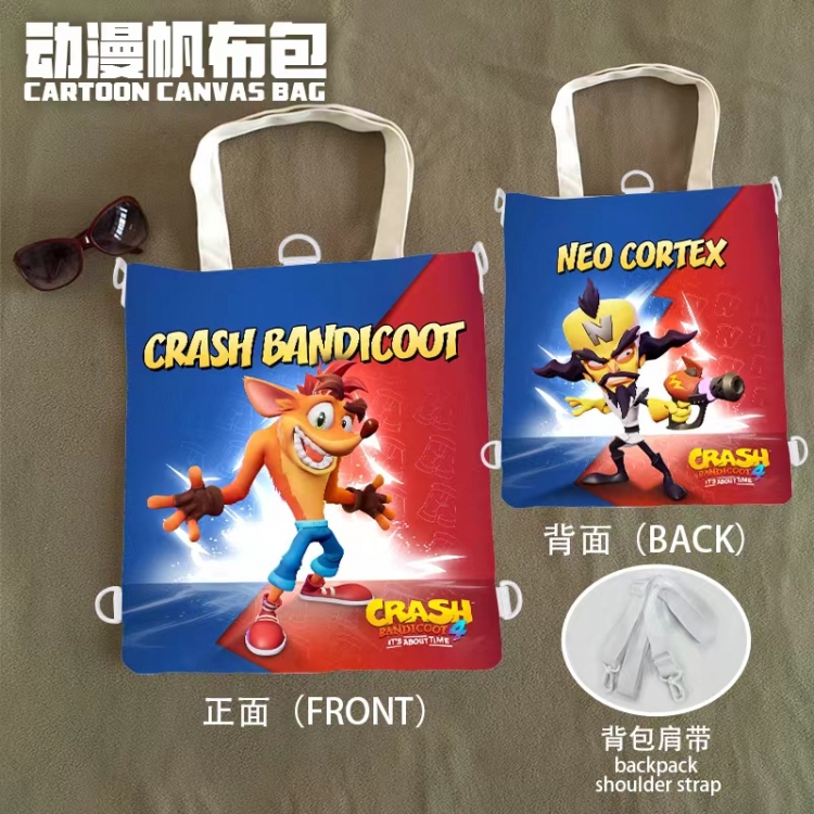 Crash Bandicoot  Anime Canvas Bag Shoulder Shopping Bag 33x37cm