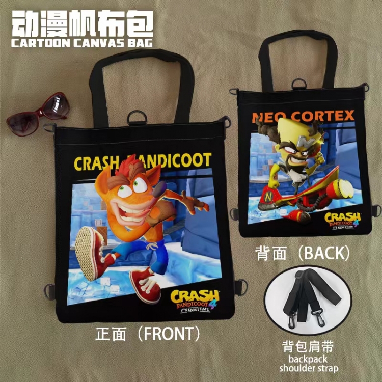 Crash Bandicoot  Anime Canvas Bag Shoulder Shopping Bag 33x37cm