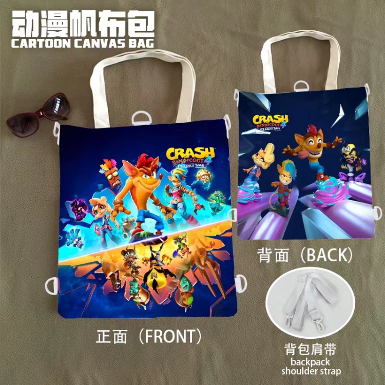 Crash Bandicoot  Anime Canvas Bag Shoulder Shopping Bag 33x37cm