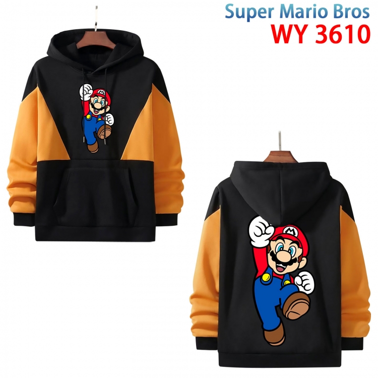 Super Mario Anime color contrast patch pocket sweater from XS to 4XL  WY-3610-3