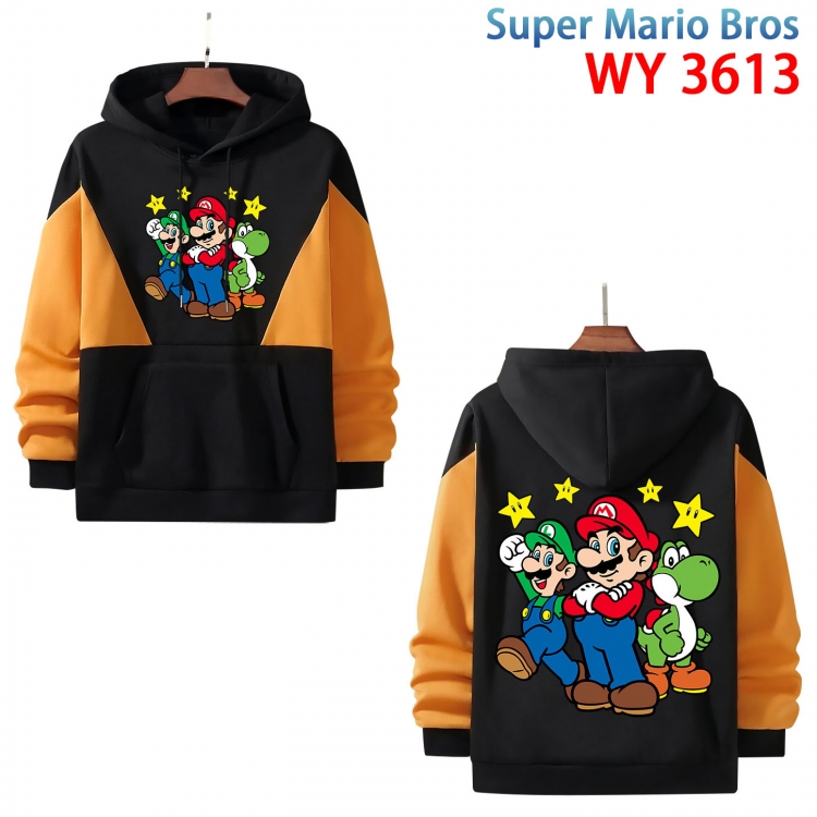 Super Mario Anime color contrast patch pocket sweater from XS to 4XL WY-3613-3