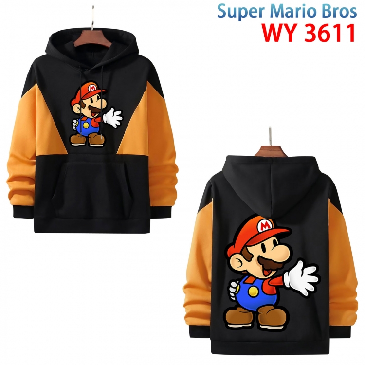 Super Mario Anime color contrast patch pocket sweater from XS to 4XL  WY-3611-3