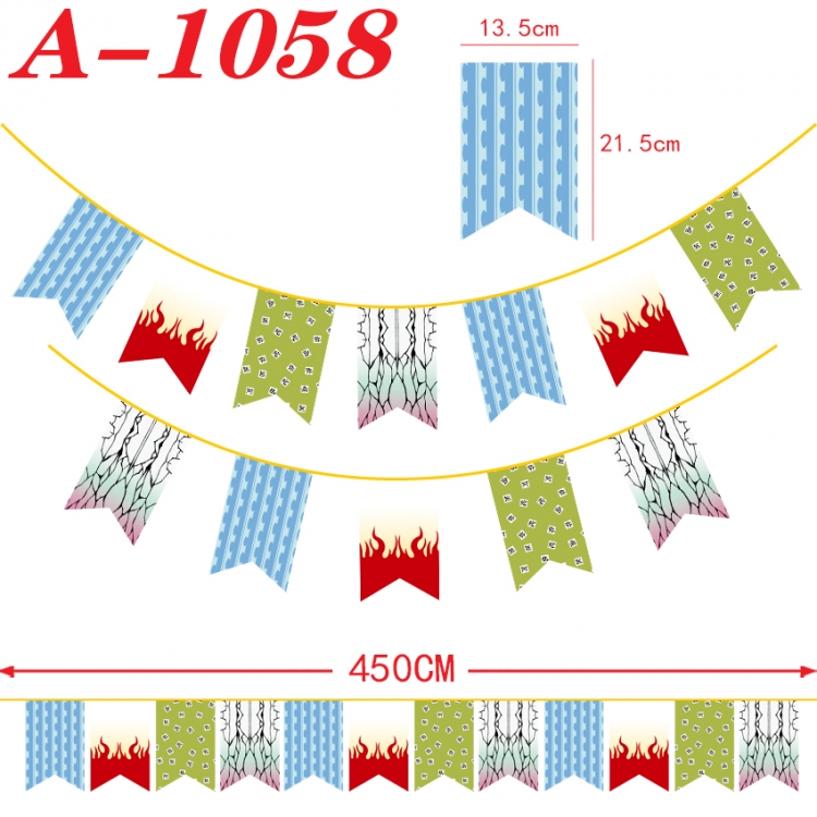 Demon Slayer Kimets Anime Halloween Christmas Flag String 450cm  A-1058