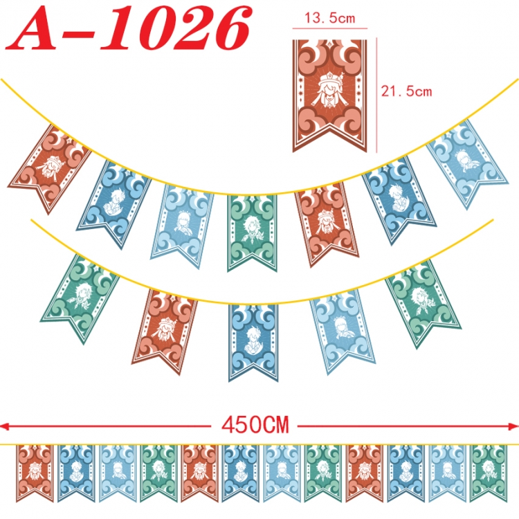 Genshin Impact Anime Halloween Christmas Flag String 450cm A-1026