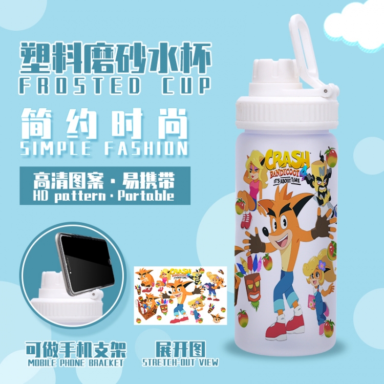 Crash Bandicoot  Anime peripheral plastic frosted water cup 580ML