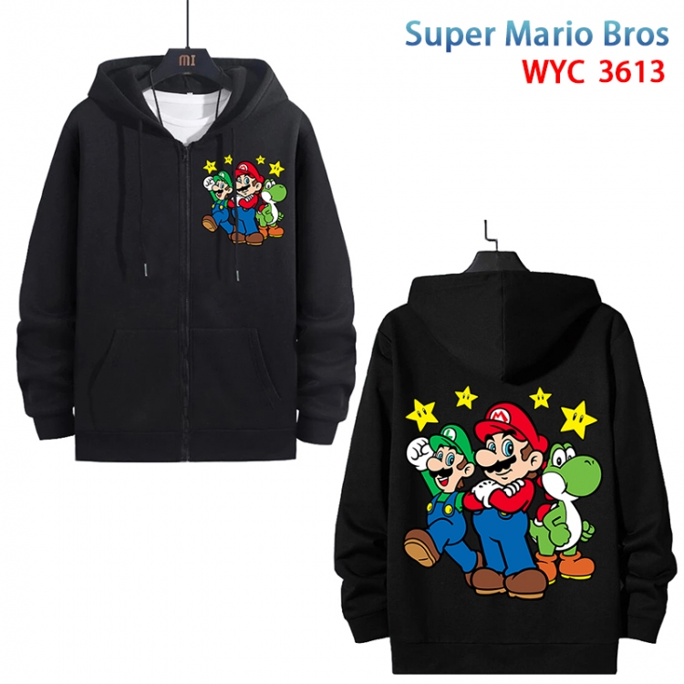 Super Mario Anime cotton zipper patch pocket sweater from S to 3XL  WYC-3613-3
