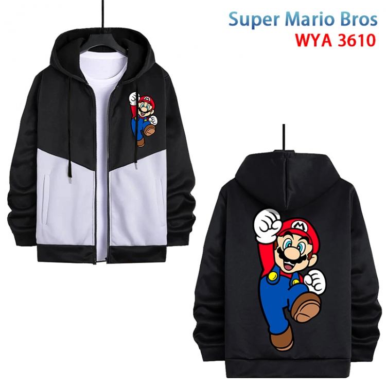 Super Mario Anime cotton zipper patch pocket sweater from S to 3XL WYA-3610-3