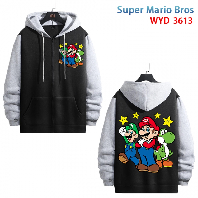 Super Mario Anime cotton zipper patch pocket sweater from S to 3XL WYD-3613-3