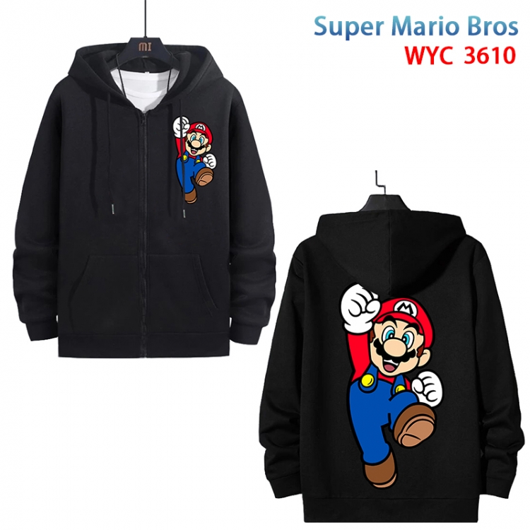 Super Mario Anime cotton zipper patch pocket sweater from S to 3XL WYC-3610-3