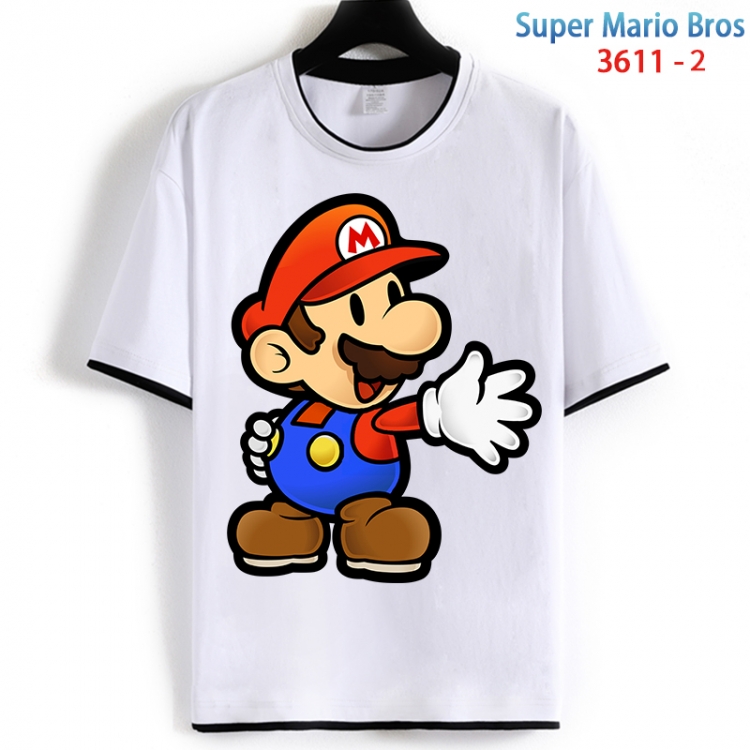 Super Mario Cotton crew neck black and white trim short-sleeved T-shirt from S to 4XL  HM-3611-2