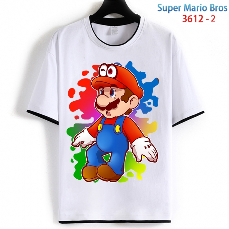 Super Mario Cotton crew neck black and white trim short-sleeved T-shirt from S to 4XL  HM-3612-2