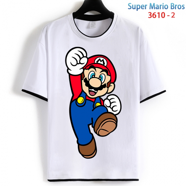 Super Mario Cotton crew neck black and white trim short-sleeved T-shirt from S to 4XL  HM-3610-2